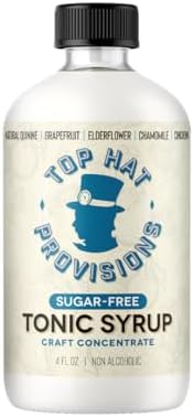 Top Hat Keto Sugar Free Elderflower Tonic Syrup & Quinine Concentrate - Naturally Sweetened with Monk Fruit - Craft Soda Mixer for Skinny Cocktail Drinks - Just Add Seltzer Water - 4oz Bottle