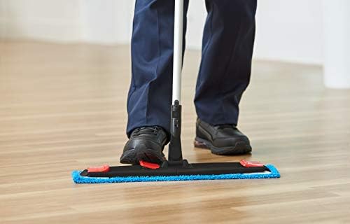 Rubbermaid Commercial Products Microfiber Adaptable Flat Mop Kit for WaveBrake Yellow Extendable Handle for Heavy-Duty Cleaning/Hardwood/Tile/Laminated Floors in Kitchen/Lobby/Office