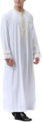 Muslim Robe for Men Arab Long Sleeve Kaftan Islamic Arabic Abaya Thobe Ramadan Middle East Islamic Cloth Shirt Gown