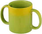 Dual Handle Mug (Double Grip Mug) made of Ceramic to Aid Tremors, 11.83 US Fl. Oz. (350mL) (Yellow & Green)