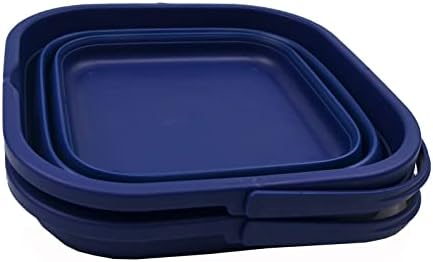 SAMMART 5.5L (1.4 Gallon) Collapsible Square Handy Bucket/Foldable SquareWater Pail/Portable Tub with Handle. (Royal Blue (Set of 2))