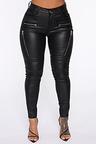 Womens High Waisted Stretch Faux Leather Pants PU Coated Legging Juniors