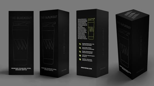 Swolverine® Stainless Steel Shaker | Black on Black Stainless Steel Protein Shaker Bottle