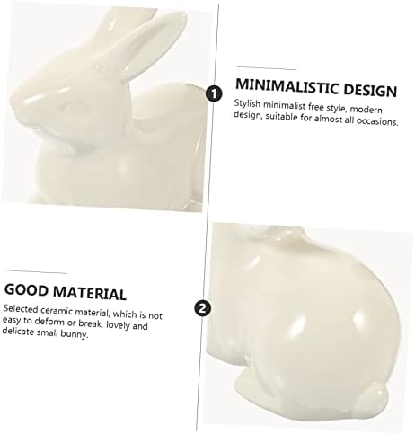 ABOOFAN 3pcs Ceramic Bunny Ornament Decor Rabbit Figurines for Easter Home Decor