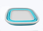SAMMART 5.5L (1.4 Gallons) Collapsible Tub - Foldable Dish Tub - Portable Washing Basin - Space Saving Plastic Washtub (Grey/Cyanine, 1)