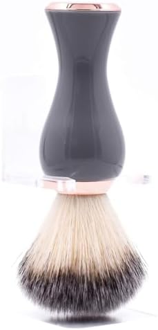 Parker Premium Synthetic Bristle Shaving Brush with Stand - Super Soft Bristles for Sensitive Skin - Deluxe Gray and Rose Gold Handle - Shaving Brush for Men & Women