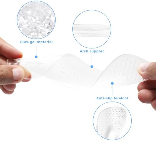 1 Pairs High Heel Insoles for Women, Arch Support Inserts for Sandals, Insoles for Silicone Sandals for Plantar Fasciitis, Flat Feet, High Arches & Foot Pain, Trim-to-Fit for Heels, Flats, Boots