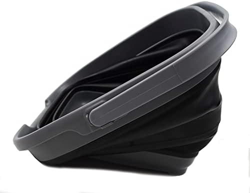 SAMMART 10L (2.6 Gallon) Collapsible Rectangular Handy Basket/Bucket (Grey/Black (Set of 2))