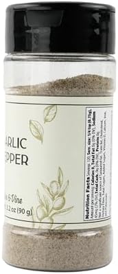 Olive & Vine Garlic Pepper, Bold Flavor, For Seasoning & Marinades, Rich Tradition, Authentic Taste, For Global Recipes (3.2 Ounce)
