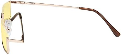 Eyekepper Blue Light Blocking Reading Glasses Half-Rim Computer Readers Eyeglasses-Yellow Tinted Lens Reading Glasses (Gold, +0.75)