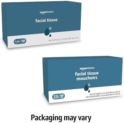 Amazon Basics Facial Tissue, 2-Ply | 1920 Count | 12 Packs of 160