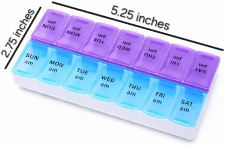 7-Day AM PM Travel Pill Container, 2 Times a Day, Convenient Travel Pill Organizer and Planner, Compact, Portable 7-Day Medicine Organizer Box with 14 Compartments for Home, Travel, Office, BPA-Free