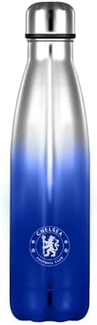 Chelsea FC Water Bottle Stainless Steel Metallic Flask Ombre Bottle Official Merchandise
