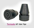 Tornado Gel Cane & Crutch Tips, Fits Shafts of 3/4 to 1 Inch, Black, Pair