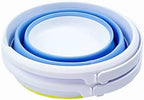 SAMMART 5.5L (1.4 Gallon) Collapsible Plastic Bucket - Foldable Round Tub - Portable Fishing Water Pail - Space Saving Outdoor Waterpot (Lemon + Baby Blue (Set of 2))