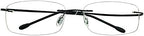 Rimless Computer Readers +1.75 Mens Womens Black Frame Reading Glasses Spectacles w Case