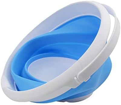 SAMMART 8.5L (2.2 Gallon) Collapsible Plastic Bucket - Foldable Round Tub - Portable Fishing Water Pail - Space Saving Outdoor Waterpot. Size 31cm Dia (White/Marine Blue, 2)