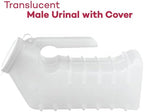Dealmed Male Urinal with Attached Cover – Portable Urinals for Men with Translucent Receptacle, Shields Odors and Avoids Spills, 1 Ounce Increments Up to 1000 cc