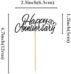 24 PCS Black Glitter Happy Anniversary Cupcake Toppers Happy Birthday Cake Picks Wedding Anniversary Party Decorations for Baby Shower Kids Birthday Wedding Party Cake Decorations Supplies