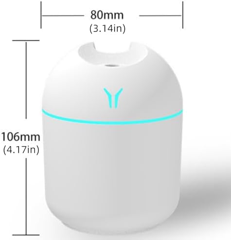 Portable Humidifier and Essential Oil Diffuser, 250ML 2-in-1 Cool Mist USB Aroma Diffuser, Small Quiet Air Humidifier for Bedroom, Car, Office, Travel (White)