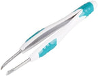 LEADER Tweezers Slant Tip Precision, Easy Grip, Non-Slip Rubber, Stainless Steel, Great Precision for Eyebrows, Facial Hair, Splinter and Ingrown Hair Removal