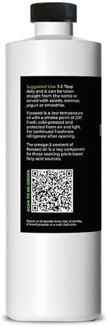 GreenIVe Flax Seed Oil Organically Grown100% Pure Cold Pressed High Vegan Omega Fatty Acids (16 Fl Oz)