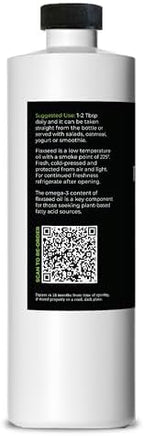 GreenIVe Flax Seed Oil Organically Grown100% Pure Cold Pressed High Vegan Omega Fatty Acids (16 Fl Oz)
