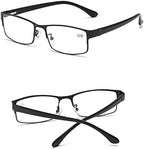 Fashion Men Reading Glasses with Spring Hinge,Lightweight Metal Computer Game Readers (Color : Black, Size : 3.5+)