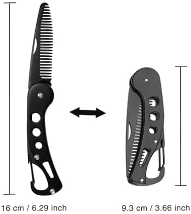 Stainless Steel Folding Beard Comb, Portable Multifunction Anti Static Comb for Men Mustache Styling