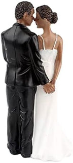 Wedding Resin Groom Bride Black Couple Figurine Cake Topper