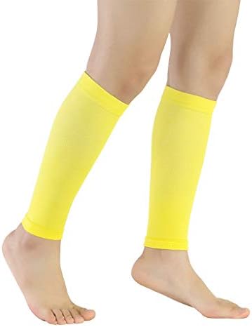 1 Pair Sports Calf Support Calf Compression Sleeves for Men & Women Yellow Size M