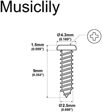 Musiclily Ultra 2.5x10mm Stainless Steel Tuning Pegs Keys Screws for Electric Acoustic Classical Guitar Tuners Machine Heads, Nickel (Set of 20)