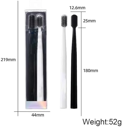 Black and White Couple Toothbrush Household Soft Bristled Cleaning Adults Independent Brush Head Protective Cover(Black White)