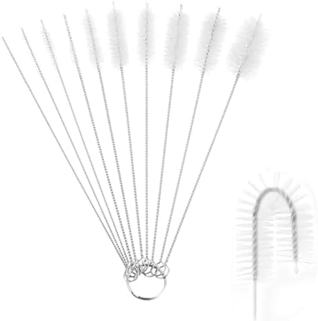10-Piece Test Tube Brush Set, Nylon Stainless Steel Cleaning Brushes for Laboratory, Bottles, and Narrow Containers, Flexible and Long-Lasting