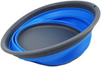 SAMMART 7.5L (1.98 Gallon) Collapsible Tub - Foldable Dish Tub - Portable Washing Basin - Space Saving Plastic Washtub (Grey/Blue)