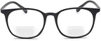 Fuisetaea Photochromism Gray Bifocal Reading Glasses Lightweight TR90 Frame Transition Readers Eyeglasses