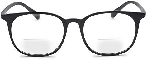 Fuisetaea Photochromism Gray Bifocal Reading Glasses Lightweight TR90 Frame Transition Readers Eyeglasses
