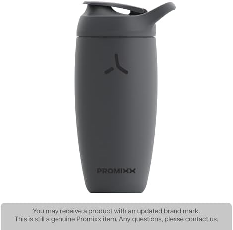 Promixx Pursuit Shaker Bottle New Edition– Insulated Stainless Steel Water Bottle and Shaker Cup, 18oz, Graphite Gray