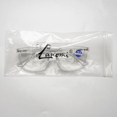 Lanomi Reading Glasses Rectangle Blue Light Blocking Eyeglasses Spring Hinge Stylish Lightweight Plastic Reader for Women Men