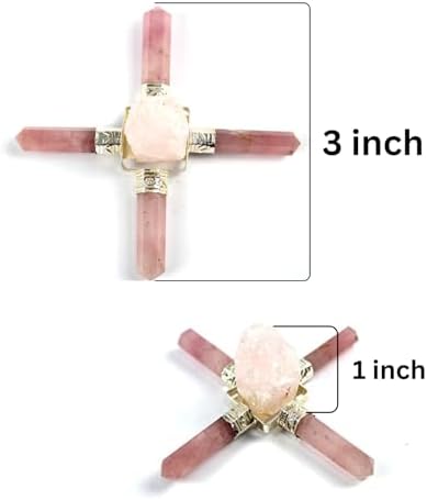 Jet Rough Rose Quartz 4 Point Energy Generator – Natural Healing Crystal for Love, Harmony, Chakra Balancing, Meditation, Reiki, Positive Energy, Home & Office Vastu Decoration