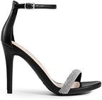 DREAM PAIRS Women's High Heels Flower Ankle Strap Stilettos Round Open Toe Dressy Sexy Sandals