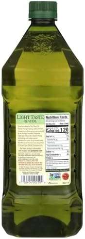 Pompeian Light Taste Olive Oil - 48 fl oz - 1.41 L - Olive Oil for High Heat Cooking - Light Flavor for Baking and Sauteing - High Smoke Point