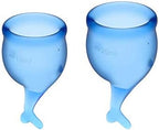 Satisfyer Feel Secure Menstrual Cup - Reusable Period Cup with Removal Stem - Soft, Flexible Body-Safe Silicone, Easy Insertion & Removal - Includes 2 Cup Sizes for All Flows (Dark Blue)