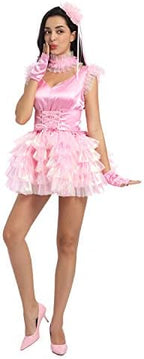 JOLINE Prissy Sissy Women Fluffy Pink Dance Dress Crossdressing