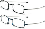 2 Pack Folding Reading Glasses for Men Women with Keychain Compact Bags Blue Light Blocking Portable Pocket Computer Readers,Black and Blue 2.5