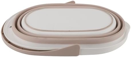 Foldable Wash Basin, Large Capacity Rectangular Multifunction Collapsible Stable Base Collapsible Mop Bucket for Home (Khaki)