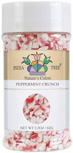 India Tree Nature's Colors Peppermint Crunch, 2.3 oz | Natural Crushed Peppermint Candy Topping | Holiday Baking, Christmas Decorating
