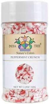 India Tree Nature's Colors Peppermint Crunch, 2.3 oz | Natural Crushed Peppermint Candy Topping | Holiday Baking, Christmas Decorating
