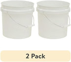 (2 Pack) 2 Gallon Round Comfort Handle Plastic Utility Bucket, White,Durable Round Cleaning and Storage Pails for Home, Garage, Garden