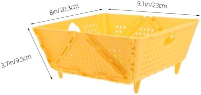 TIDTALEO Foldable Fruit Drain Basket Kitchen Strainer Plastic Drainer for Food Storage Yellow Collapsible Sink Colander for Vegetable Washing and Drying